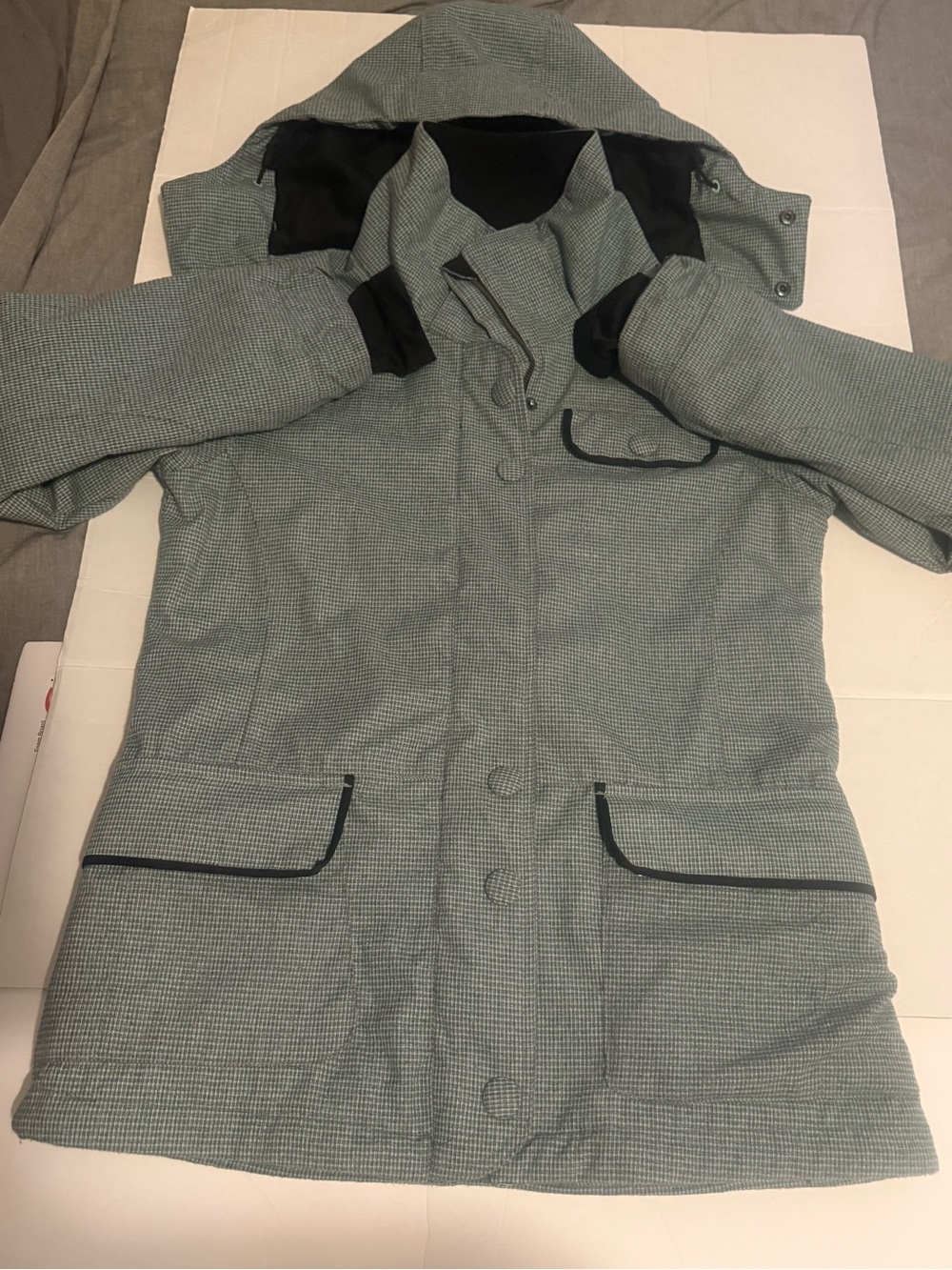 Women's Light Mint Green/Grey Ski Jacket with Hood